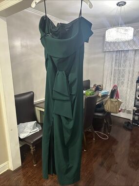 Xscape Emerald Green Maxi Dress with Draped Front Bow